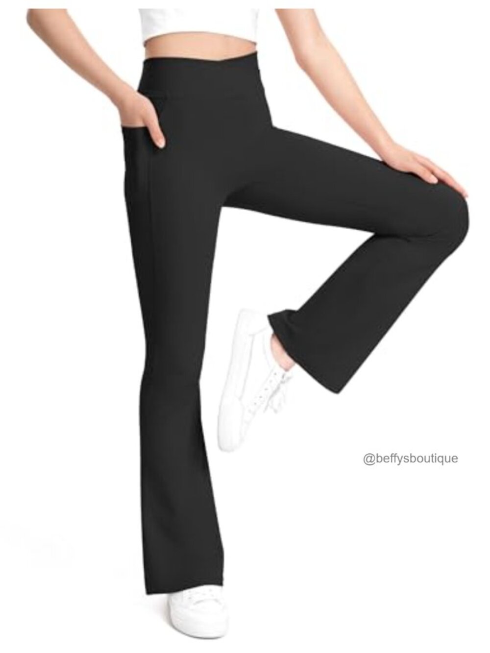 Girls Flare Leggings High Waist Bell Bottoms Yoga Pants 75% Nylon 25% Spandex